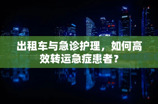 出租车与急诊护理，如何高效转运急症患者？