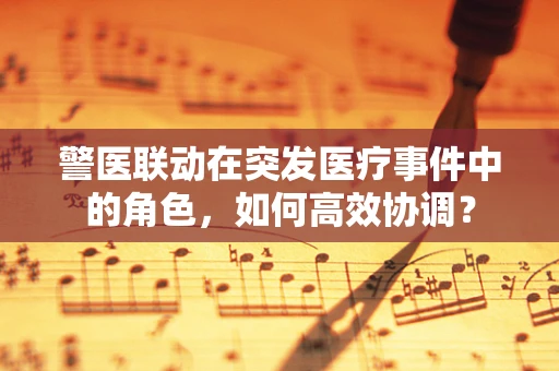 警医联动在突发医疗事件中的角色，如何高效协调？