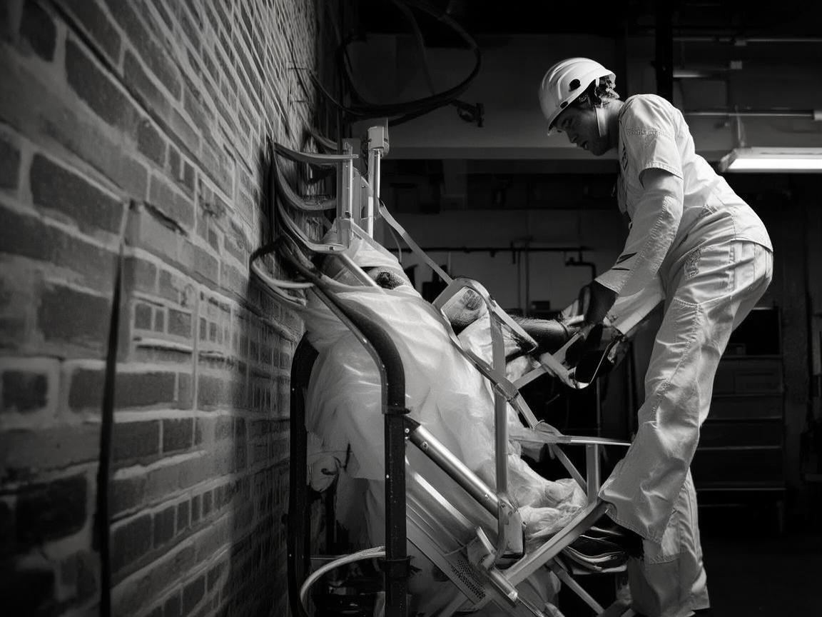 在紧急情况下，如何安全使用梯子进行患者转移？